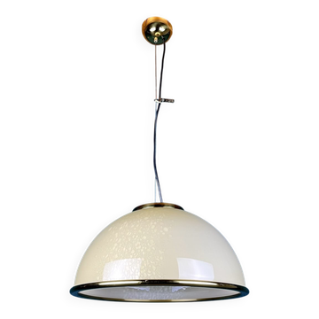 Suspension vintage en verre Murano beige par F. Fabbian, Italie, années 1970
