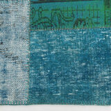 Oversized blue and green wool turkish carpets