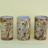 Set of 3 Atelier du Vieux Moulin mugs with grid decoration