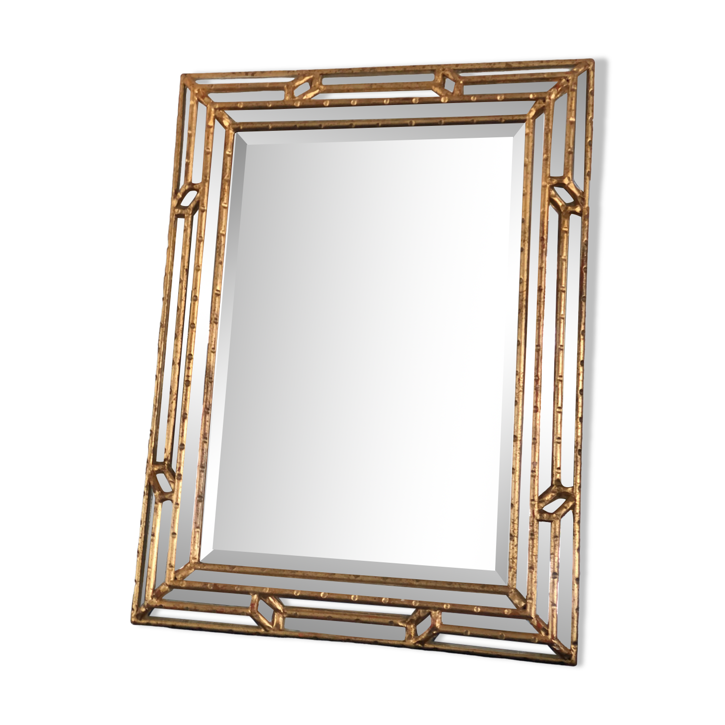 LaBarge Italian faux bamboo Hollywood Regency mirror 1980s