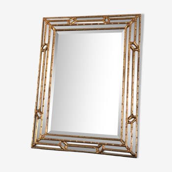 LaBarge Italian faux bamboo Hollywood Regency mirror 1980s