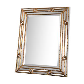 LaBarge Italian faux bamboo Hollywood Regency mirror 1980s