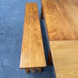 Pine farm table with its bench