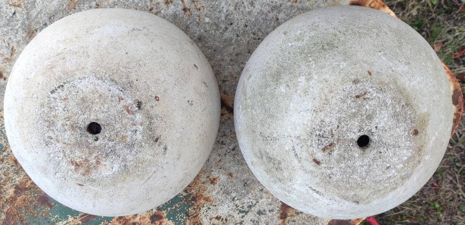 Pair of vintage sphere ball planters