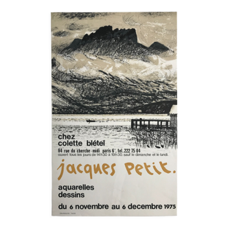 Affiche originale en lithographie de jacques petit, galerie colette blétel, 1975