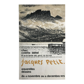 Original poster in lithograph by jacques petit, galerie colette blétel, 1975