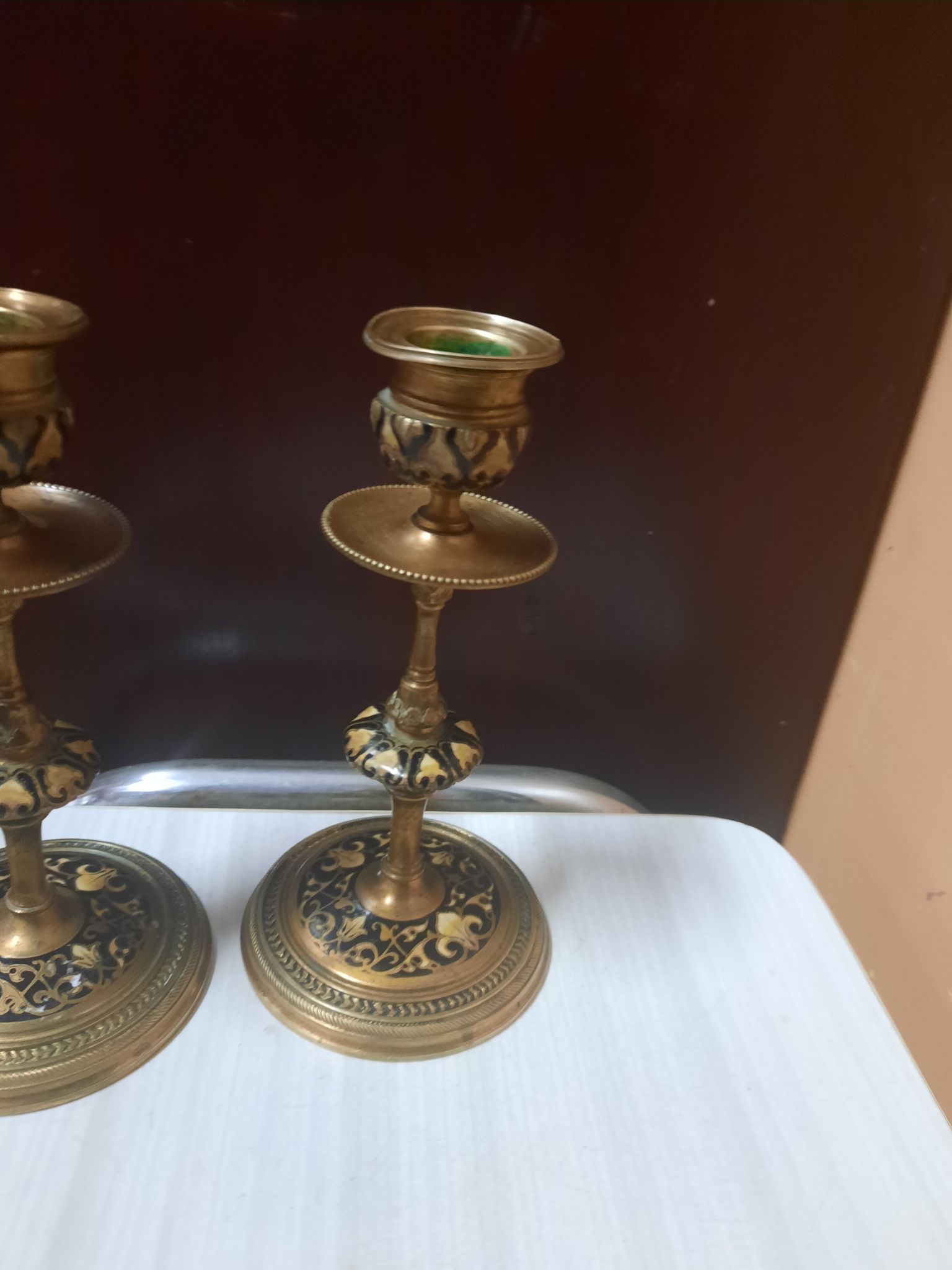 Pair of gilded bronze candlesticks Napoleon III