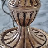 Brass lamp with vintage mother-of-pearl lampshade