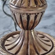 Lampe en laiton avec abat jour nacre vintage