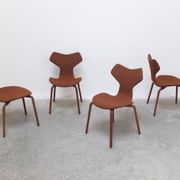 Rare set of 4 first edition 'Grand Prix' chairs by Arne Jacobsen for Fritz Hansen, 1959