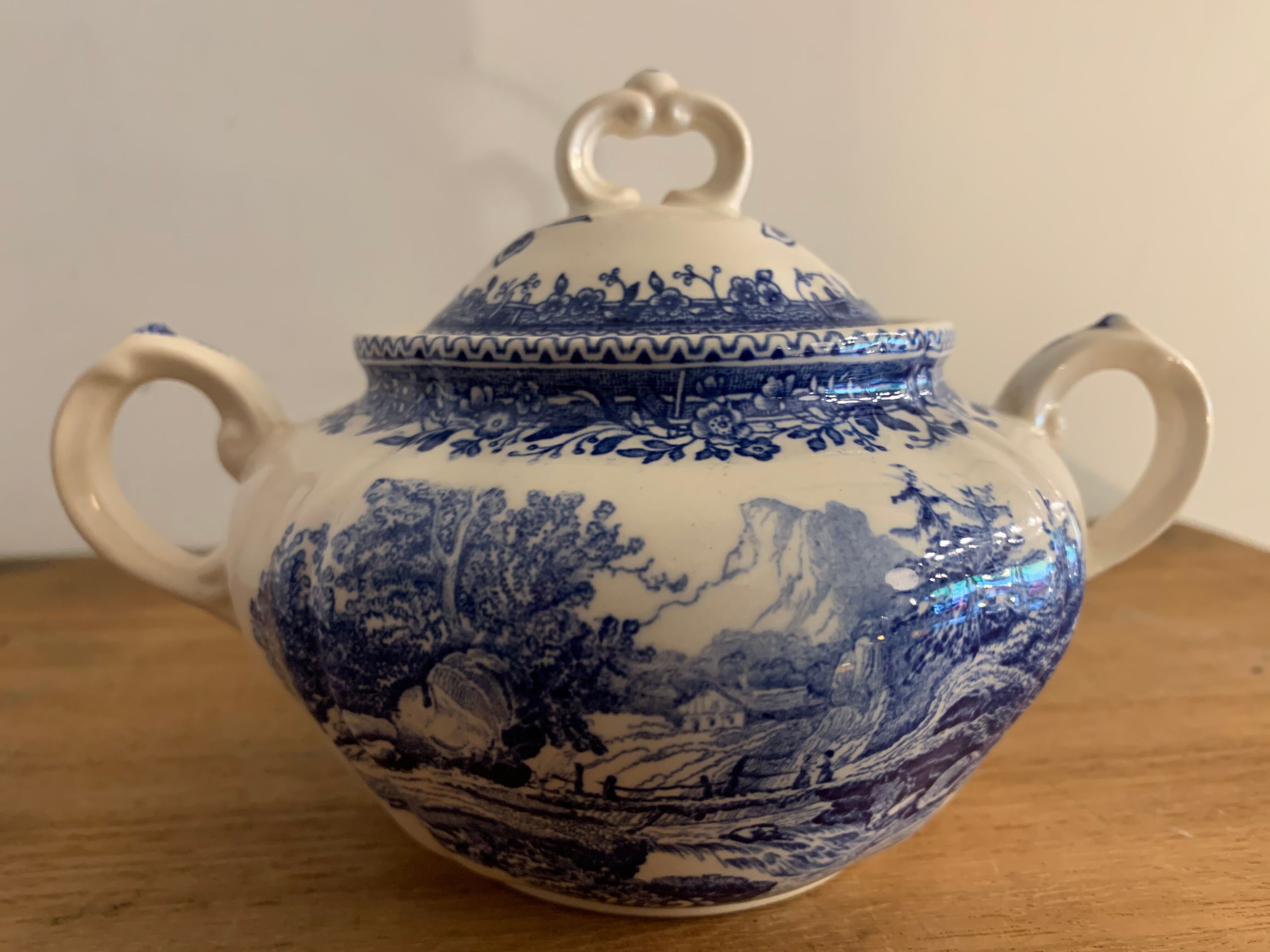 Villeroy and Boch Burgenland blue and white sugar and milk pots