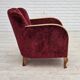 1960s, Danish armchair, cherry-red furniture velour.