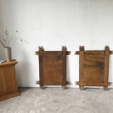 Pair of large vintage bamboo mirrors, 1970s