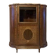 Half-moon buffet with display cabinet in Louis XVI style, marquetry with marble top.