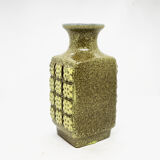 Olive green ceramic vase 3080 A Op Art, VEB Haldensleben Germany 1970s