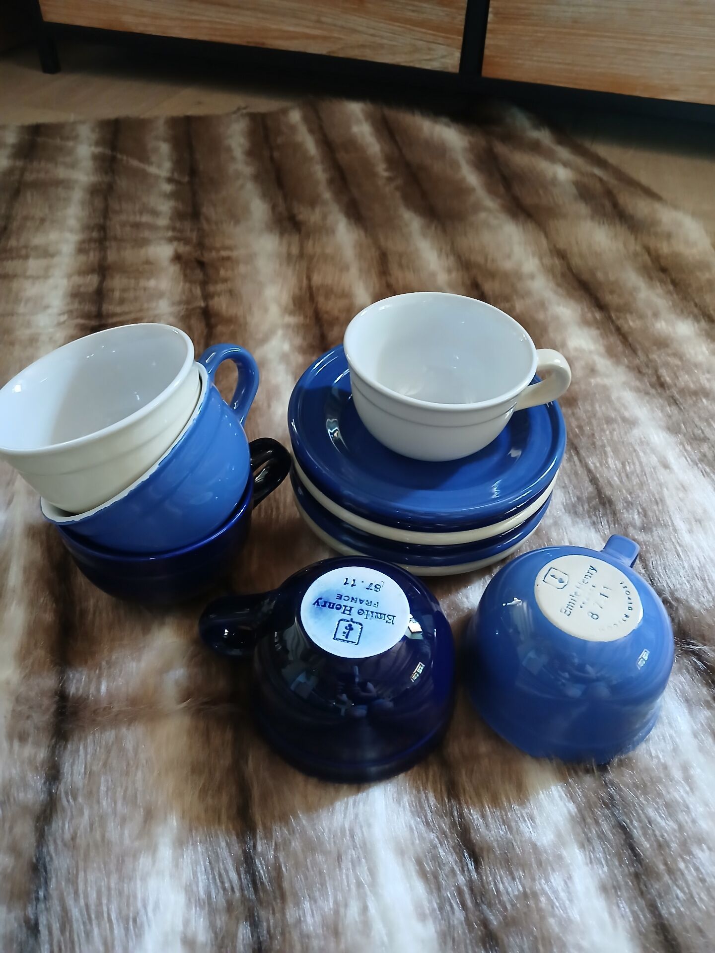 6 antique Émile Henry cups