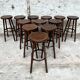Set of 12 solid wood bar stools 1960 - 1970 vintage
