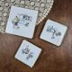 Set of 3 vintage Gien trivets – Retro car, child & couple design