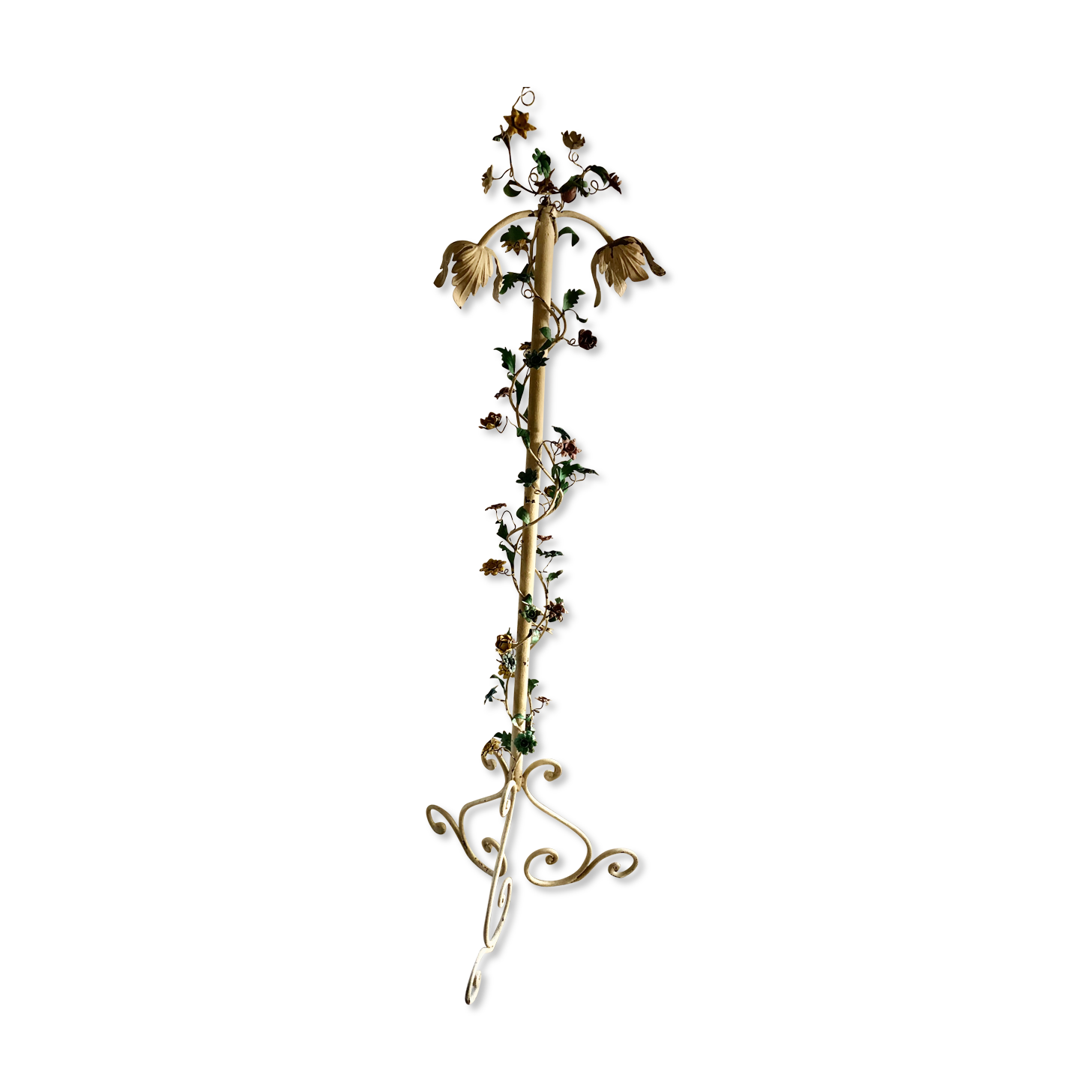 Italian metal lamppost painted flowers 1950
