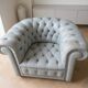 Sofa + 2 grey leather Chesterfield armchairs