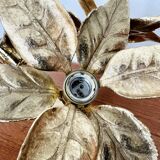 Large Floral Hollywood Regency Flush Lamp by Willy Daro for Massive