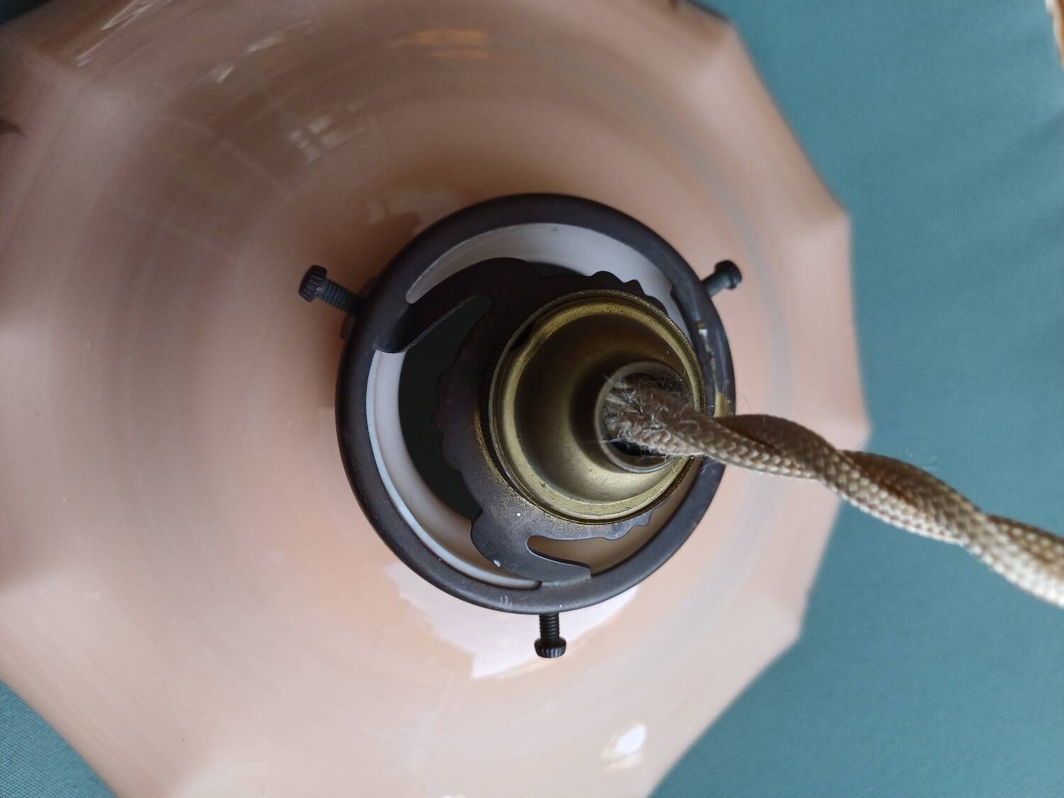 Suspension in pink opaline painted art deco