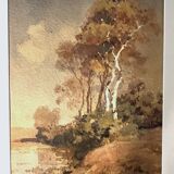Watercolor landscape from the late 19th century, Bakhuijzen van de Sande
