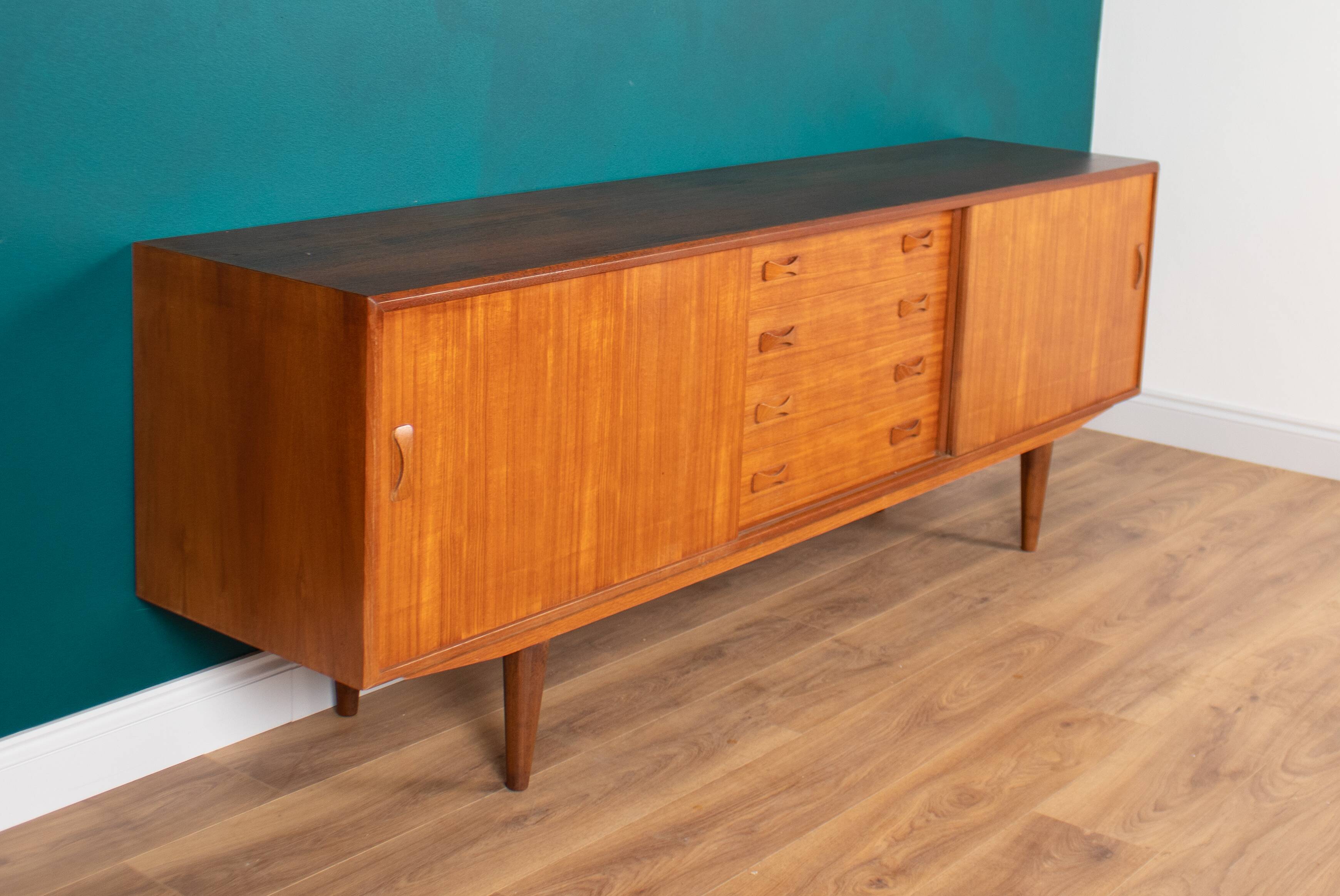 Retro Teak Danish 1960s Long Mid Century Sideboard By Clausen & Søn Denmark