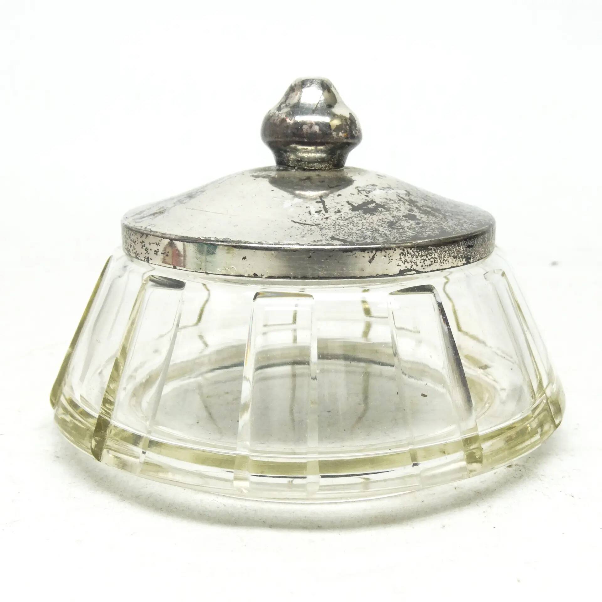 Art Deco bonbonniere, crystal, silver-plated brass, Sweden, 1930s