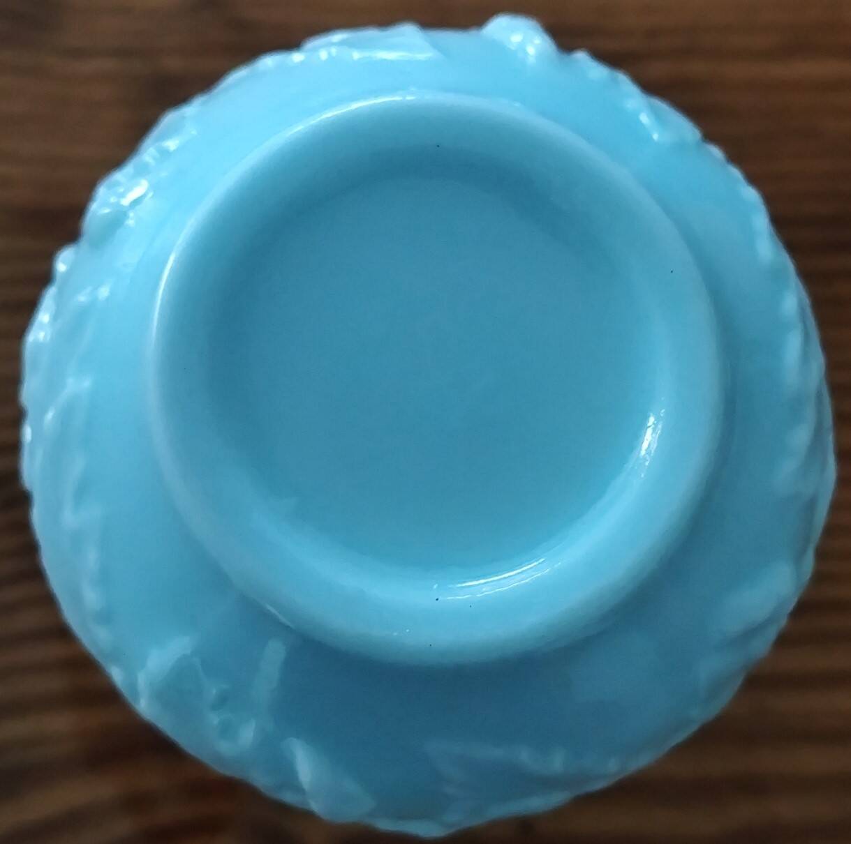 Fair Opaline Vase, Blue/Green, Decorated with Flowers and Foliage.