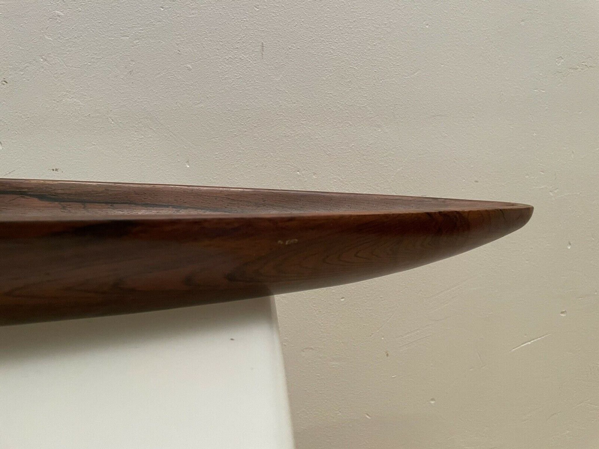 Centerpiece, canoe, wood art, jean gillon, jacaranda, vintage 70