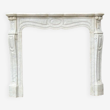 Louis XV Style Fireplace In Carrara Marble Circa 1880