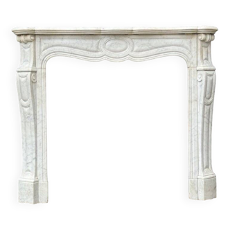 Louis XV Style Fireplace In Carrara Marble Circa 1880