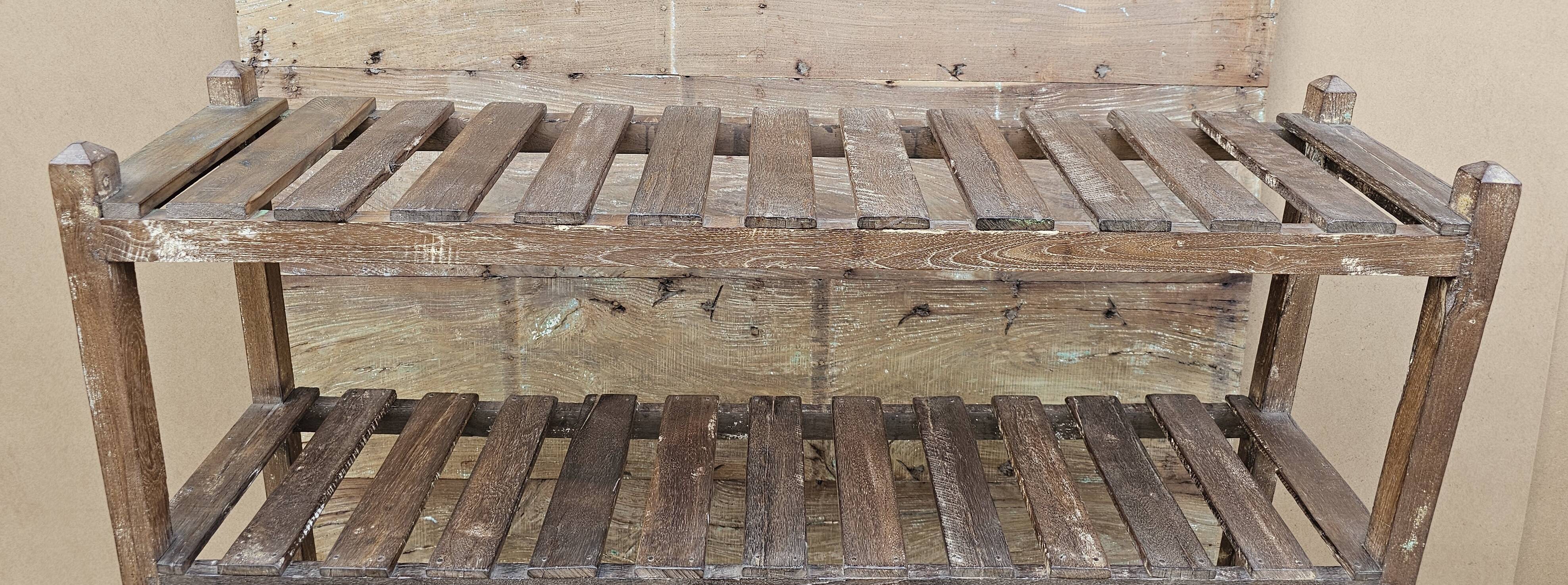 Antique Burmese teak workshop rack - shelf