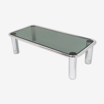 vIntage steel glass coffee table 1970