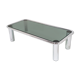 Table basse vintage en acier & verre 1970