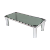 Table basse vintage en acier & verre 1970