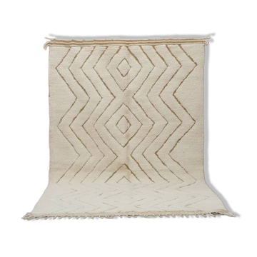 Large Beni Ouarain rug 325×200 – Handcrafted natural wool rug with soft diamond geometry, GO-946
