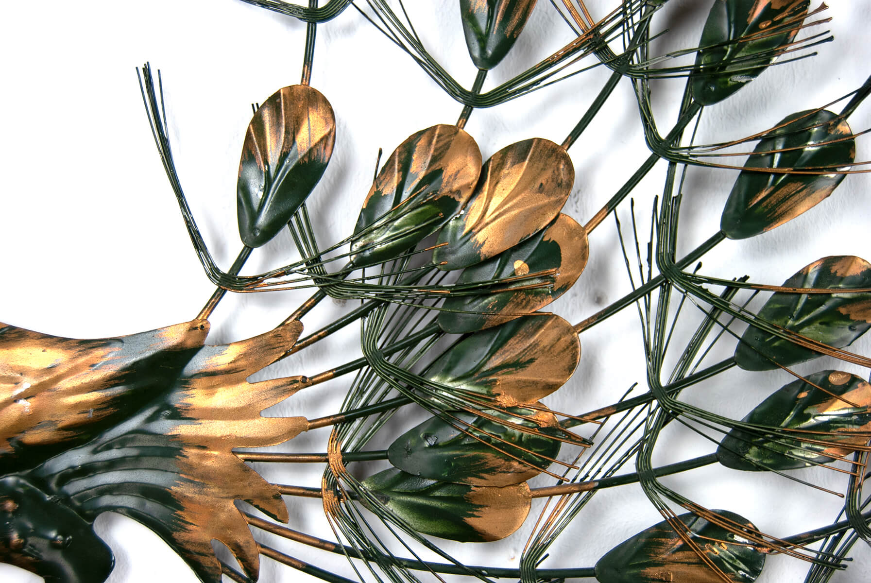 Wall decoration "peacock" metal patinated 1960