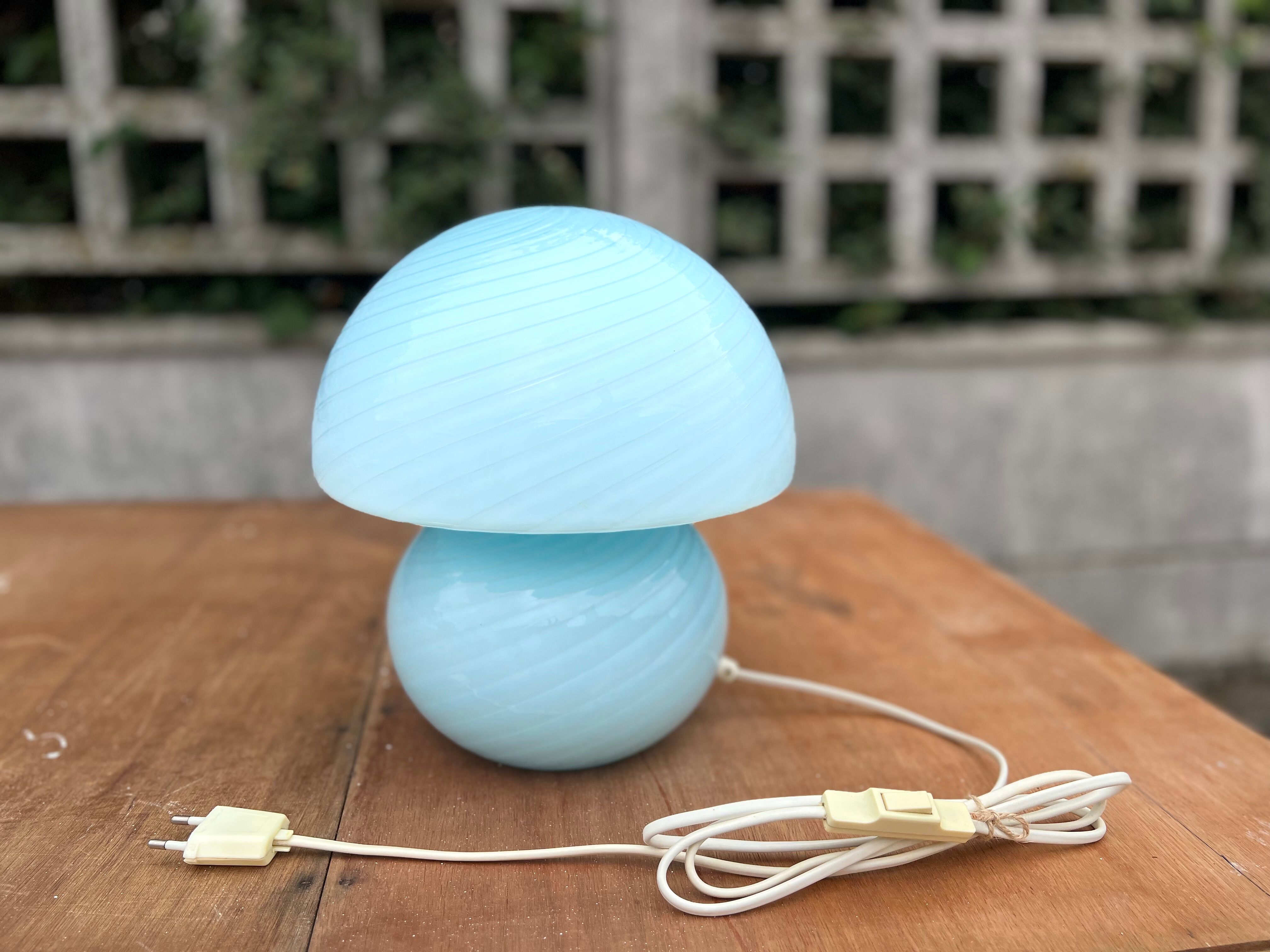 Mushroom lamp whirlpool blue Murano glass