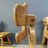 Vintage dutch brutalist oak dining chairs, 1960s