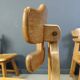 Vintage dutch brutalist oak dining chairs, 1960s