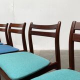 Mid-century walnut dining chairs, 1960s, set of 6.