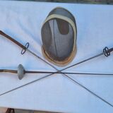Vintage French Fencing Mask and 3 Swords (Sabre, Sabre or Foil) by L. Carré París