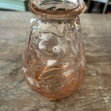 Vase rose en verre ciselé