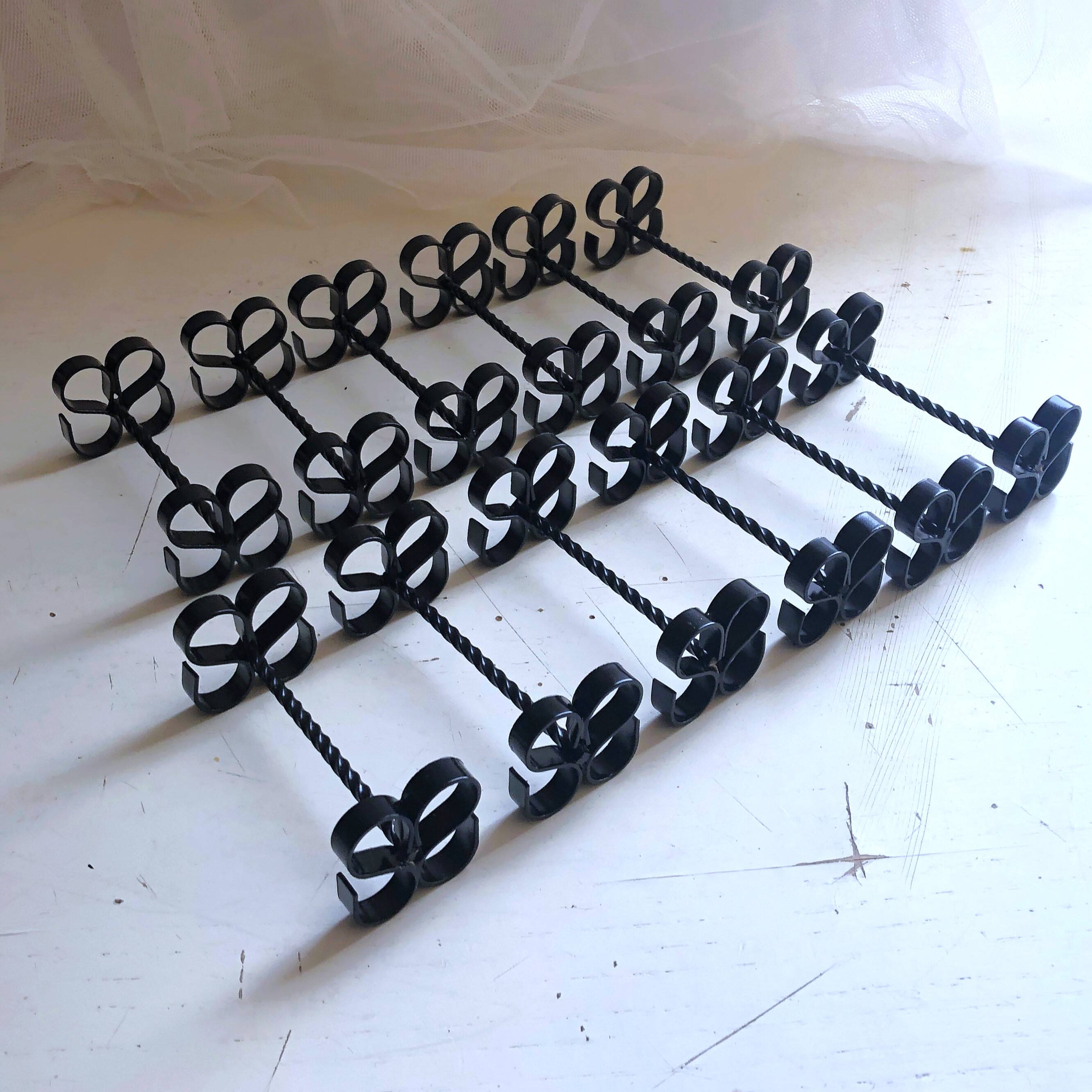 Box of 12 vintage twisted wrought iron knife or cutlery holders