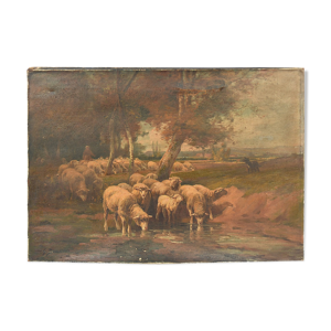 Huile sur toile représentant