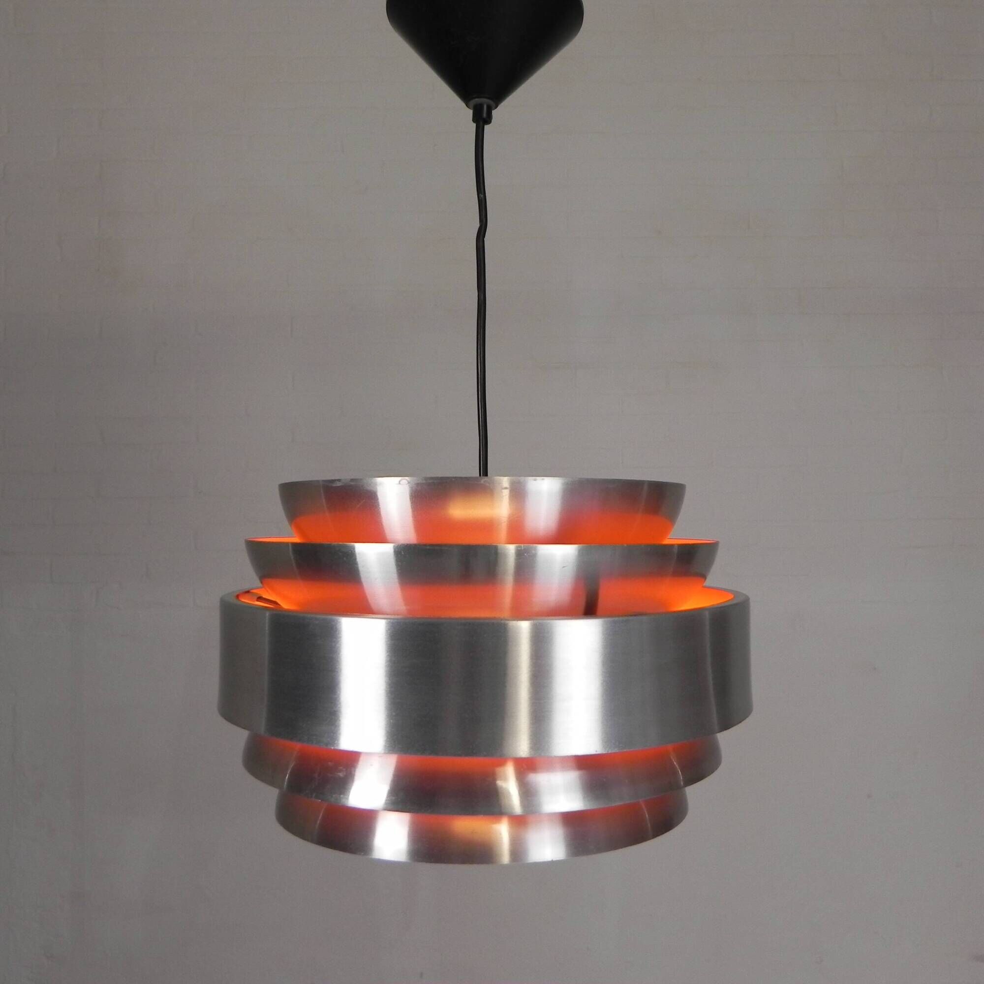 Vintage aluminum pendant lamp, Lakro Amstelveen, 1960s