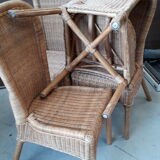 4 vintage rattan chairs 1970