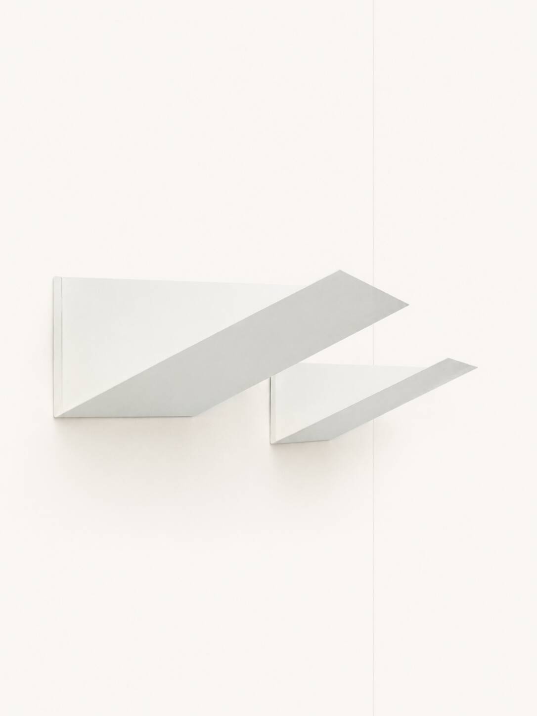 Pair of vintage wall sconces, matte white metal, France, 1970.